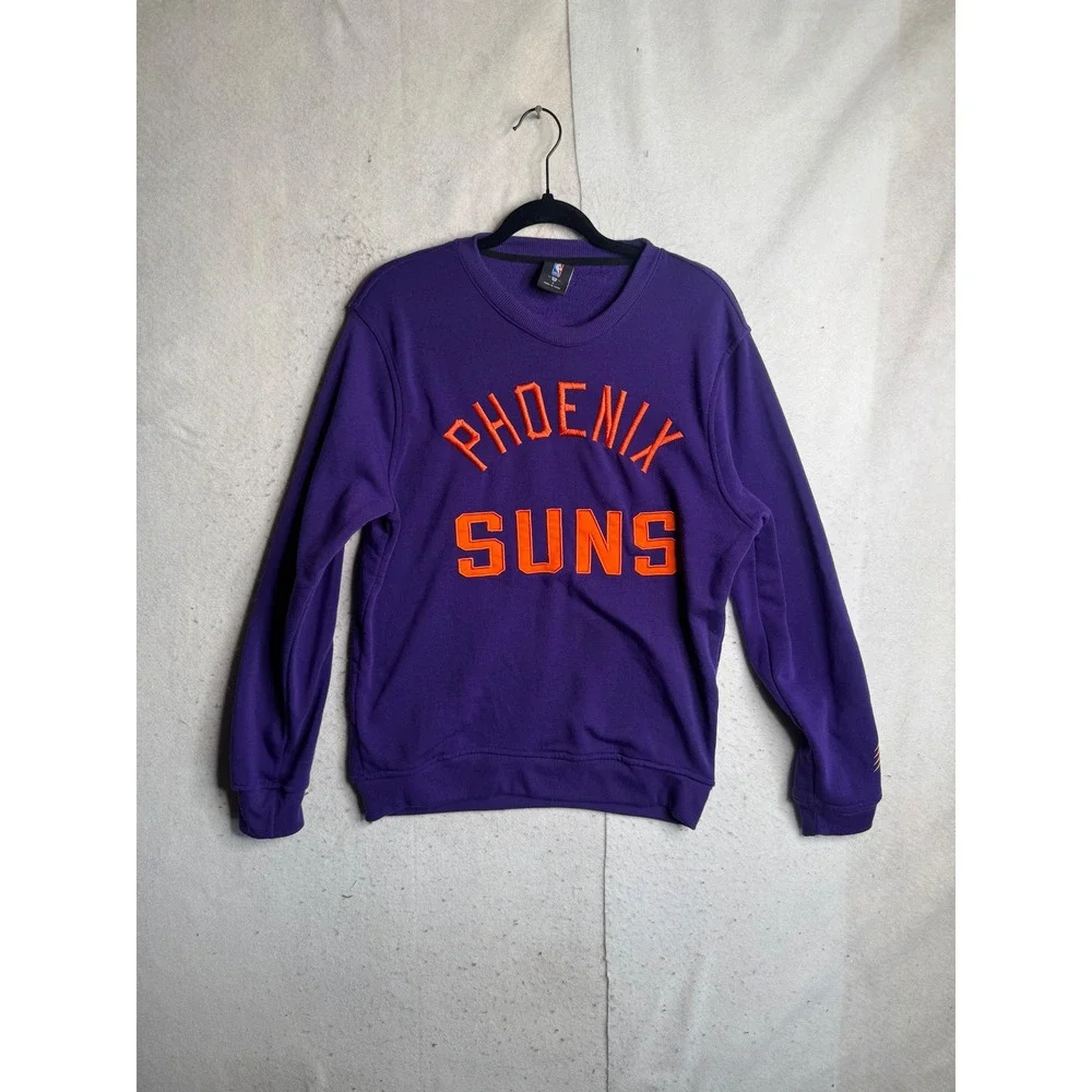 NBA Phoenix Suns Crewneck Sweatshirt Purple Orange Embroidered Logo Mens Small